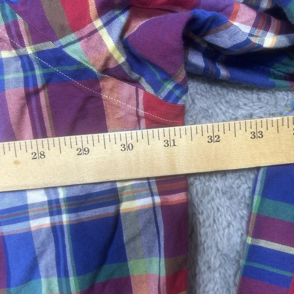 Ralph Lauren Oxford Shirt Men 3XB Madras Plaid Long Sleeve‎ Flesh Pony Button Up